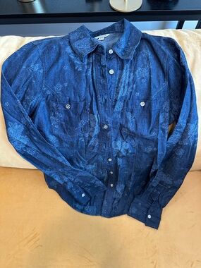 Guess Dark Blue Floral Button-Down Shirt